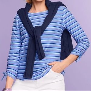 Talbots Striped Tie Cuff Tee